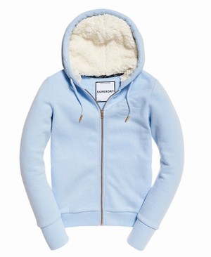 Superdry Applique zip Női Kapucnis Pulóver Szürke/Kék | WOLIU4301